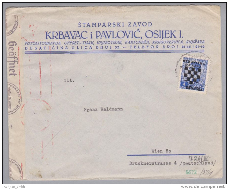 Kroatien 1941-06-04 Osijek Zensurbrief Nach Wien - Croatie