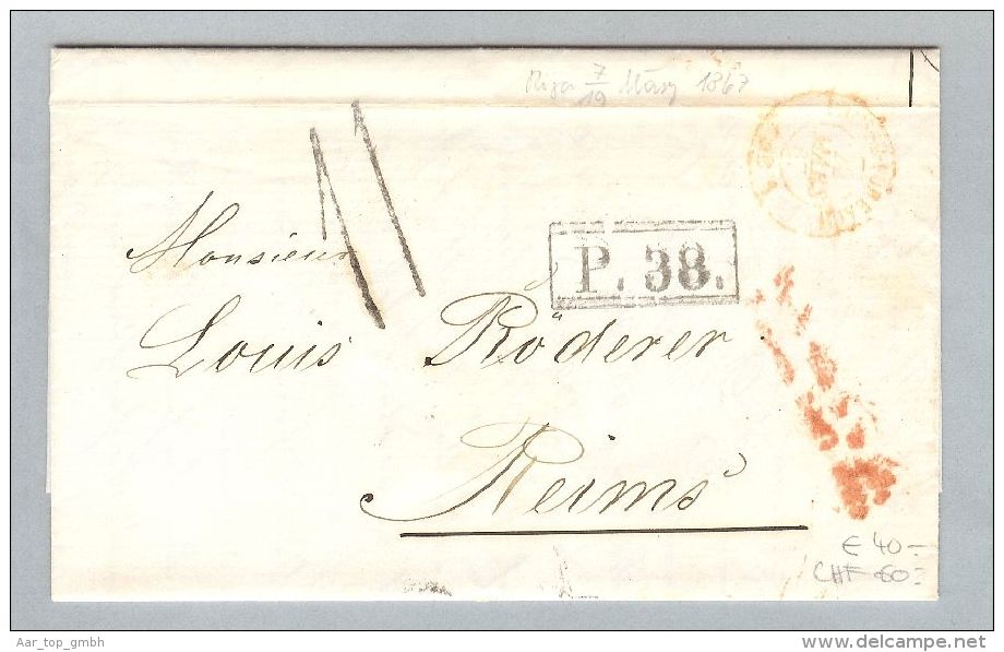 Lettland 1867-03-7/19 Brief BMO Riga > Reims France - Latvia