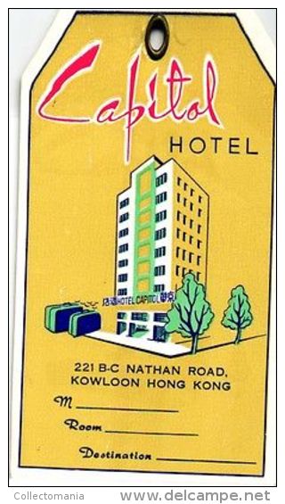 6 Hotel Labels Bagage Lugage Labels  Hong Kong - Capital Imperial - ETIKETTEN Sticker Very Good Condition - Authentic - Hotel Labels