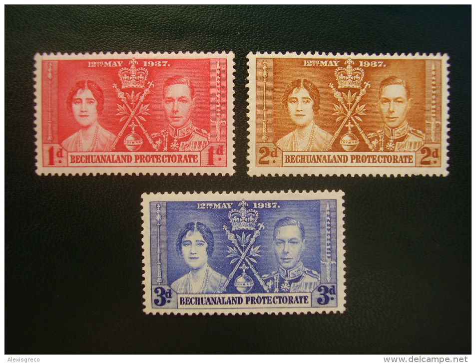 BECHUANALAND 1937  CORONATION Issue Of 12th.May In FULL SET 3 Values To 3d  Mint No Hinge. - 1885-1964 Protectorat Du Bechuanaland