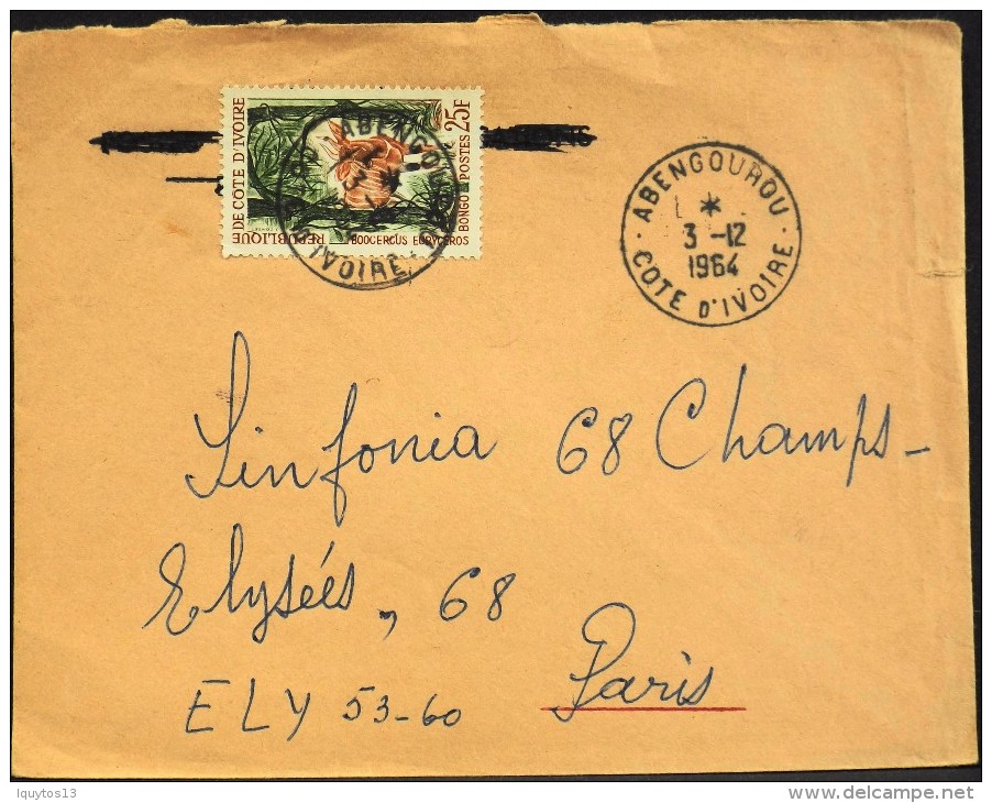 Enveloppe 1964 - 1 Timbre Cote D'Ivoire - - Côte D'Ivoire (1960-...)