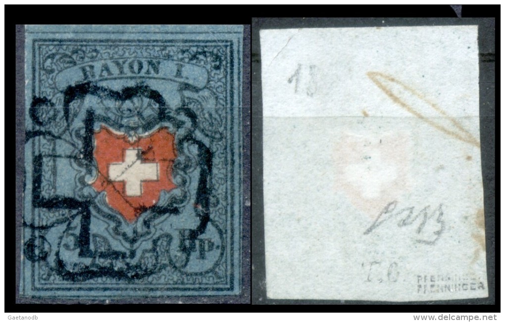 Svizzera--MF-0002 - 1850 - Y&T: N. 18 (o) - Privo Di Difetti Occulti. - 1843-1852 Timbres Cantonaux Et  Fédéraux