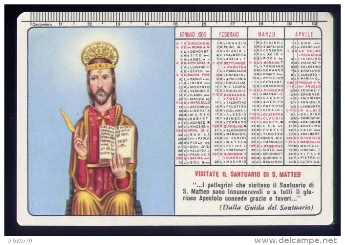 Calendarietto - Santino - Visitate Il Santuario Di S.matteo - 1966 - Petit Format : 1961-70