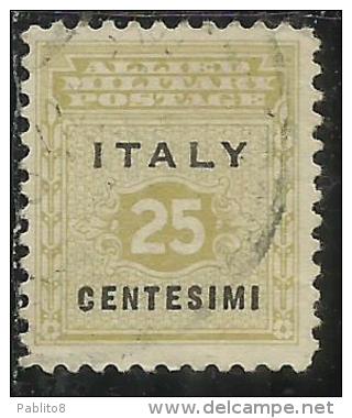 OCCUPAZIONE ANGLO-AMERICANA SICILIA 1943 CENT. 25 USATO USED OBLITERE´ - Anglo-Amerik. Bez.: Sicilë