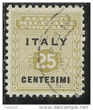 OCCUPAZIONE ANGLO-AMERICANA SICILIA 1943 CENT. 25 USATO USED OBLITERE´ - Occ. Anglo-américaine: Sicile