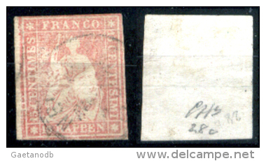 Svizzera--MF-0008 - 1854/1862 - Y&T: N. 28a (o) - Privo Di Difetti Occulti. - Oblitérés