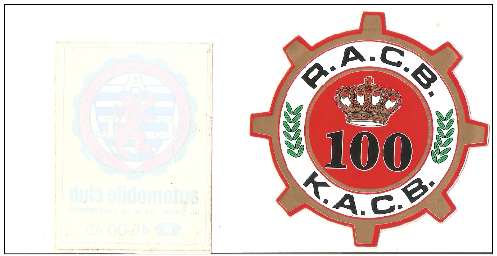 Autocollant - R.A.C.B. - K.A.C.B. 100 Ans - A.C.L. Automobile Club Du Grand Duché De Luxembourg - Voitures