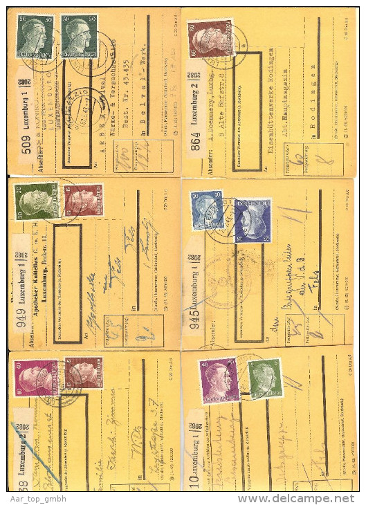 Luxemburg Ca 1943 Lot 7 Paketkarten Mit DR-Marken - 1940-1944 Occupazione Tedesca