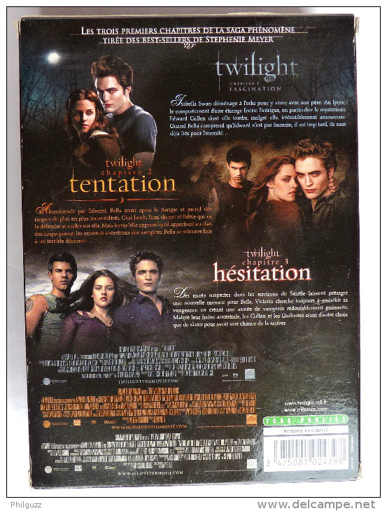 COFFRET TWILIGHT -  3 DVD -  Coffret DVD TWILIGHT Chapitres 1 2 Et 3 - édition Spéciale TBE VF - Romantique