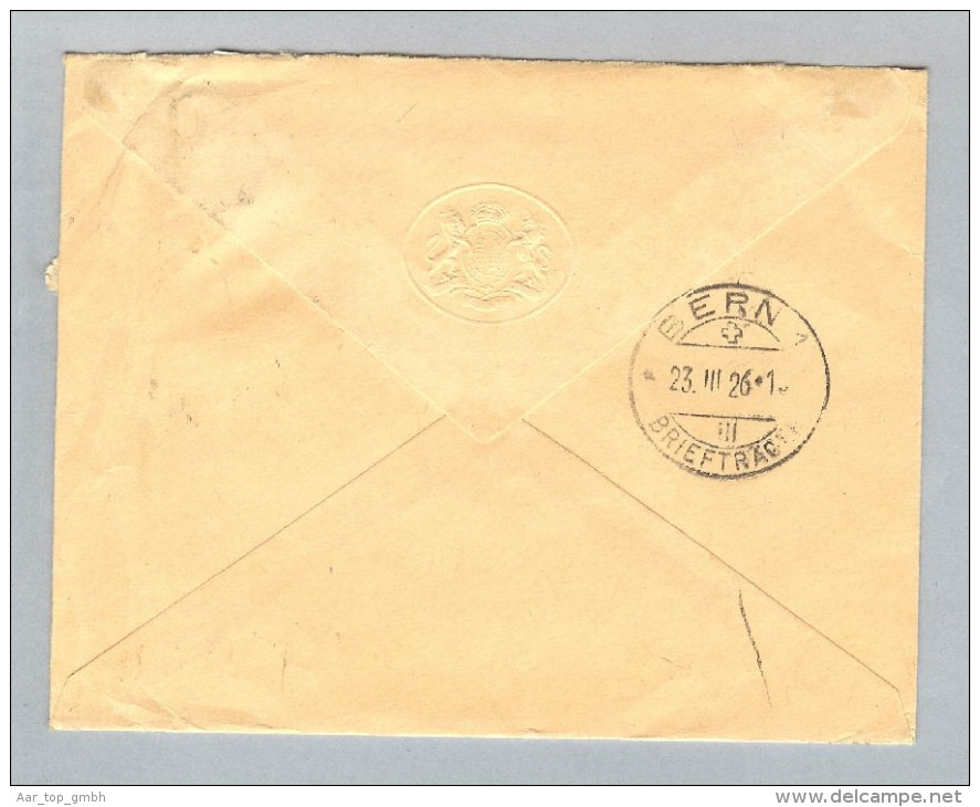 Malta 1926-03-20 R-Brief General Post Office Nach Bern - Malte
