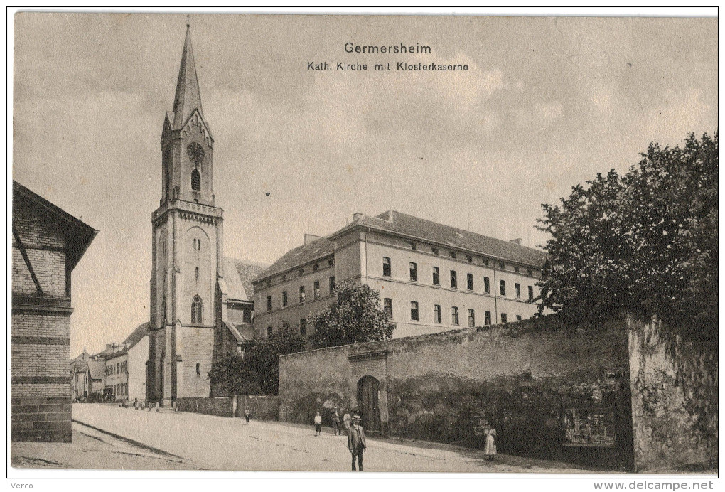 Carte Postale Ancienne D´ALLEMAGNE - GERMERSHEIM - KATH KIRCHE MIT KLOSTERKASERNE - Germersheim
