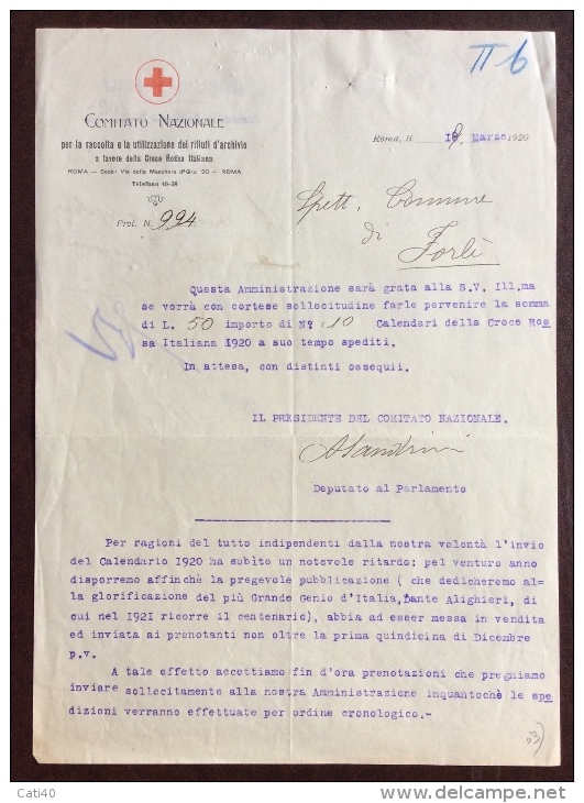 CRI - COMITATO NAZIONALE PER LA RACCOLTA  ARCHIVI A FAVORE DELLA CRI - 1920 - Croce Rossa