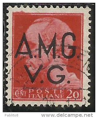 VENEZIA GIULIA 1945 - 1947 TRIESTE AMGVG AMG VG POSTA ORDINARIA CENT. 20 (II) FIL. RUOTA WHEEL USATO USED OBLITERE´ - Oblitérés