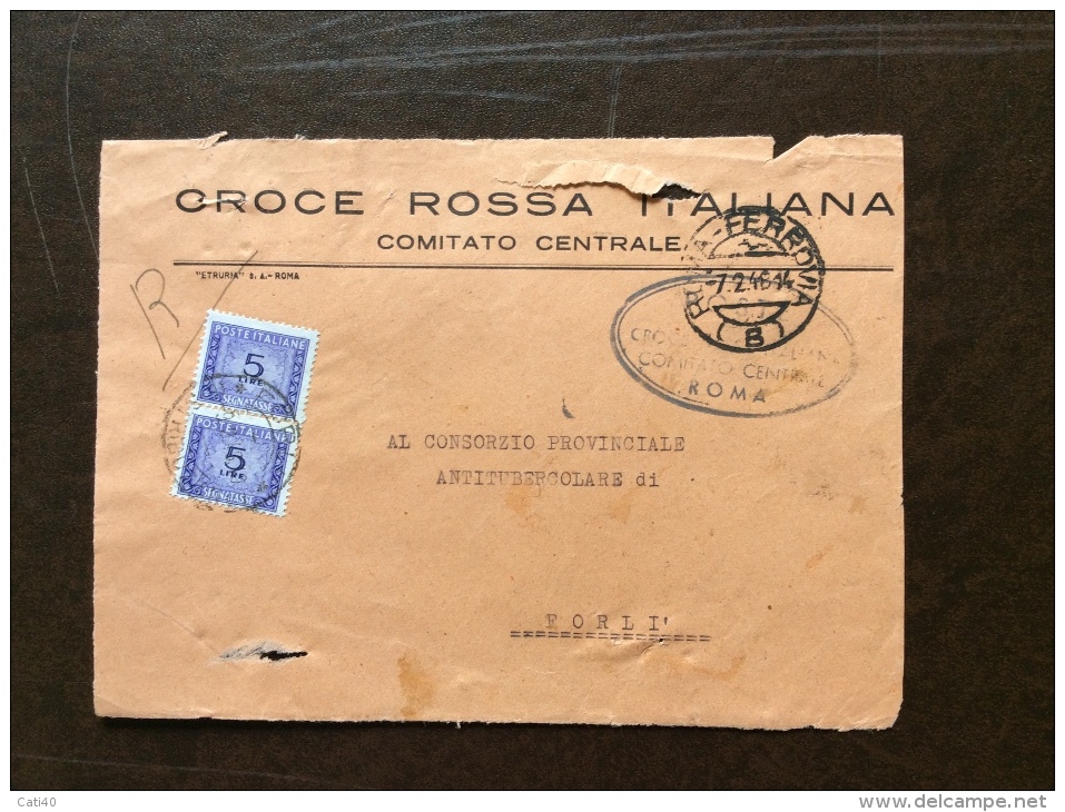 CRI -  COMITATO CENTRALE ROMA - FRONTE DI BUSTA TASSA A CARICO DESTINATARIO  -  L. 10 - 1948 - Croce Rossa