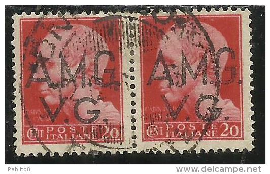 VENEZIA GIULIA 1945 - 1947 TRIESTE AMGVG AMG VG POSTA ORDINARIA CENT. 20 (II) FIL. RUOTA WHEEL USATO USED OBLITERE´ - Gebraucht