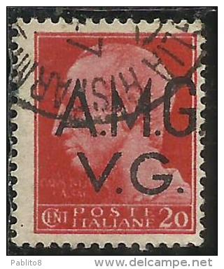 VENEZIA GIULIA 1945 - 1947 TRIESTE AMGVG AMG VG POSTA ORDINARIA CENT. 20 (II) FIL. RUOTA WHEEL USATO USED VARIETA' - Oblitérés