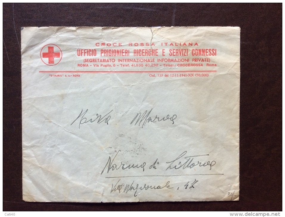 CRI -  UFFICIO PRIGIONIERI RICERCHE E SERVIZI CONNESSI INFORMAZIONI PRIVATE - VIAGGIATA 1940 - CENSURA MILITARE - Croce Rossa