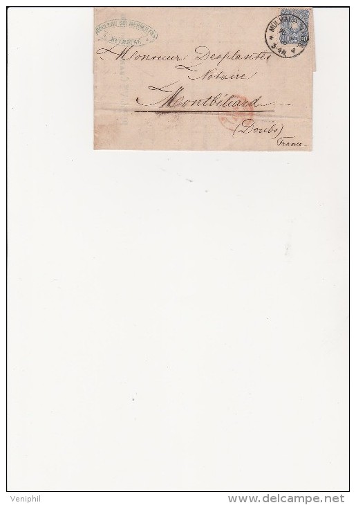 LETTRE DE 1876 -AFFRANCHIE TIMBRE ALLEMAGNE N° 33 OBLITERATION MULHAUSEN  1876 - Storia Postale