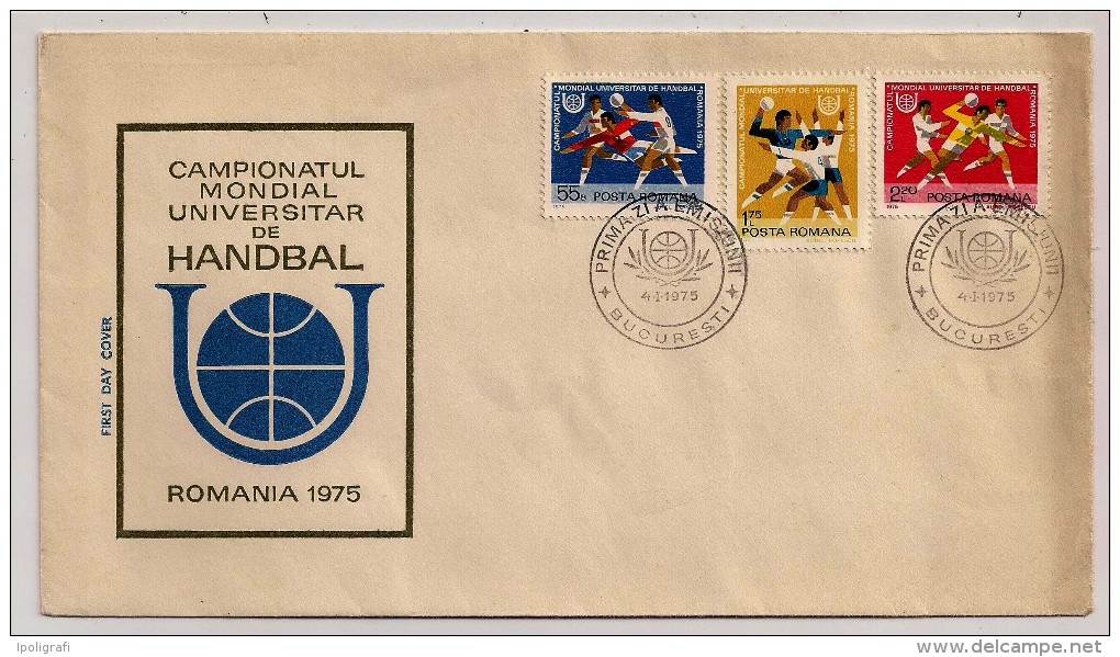 Romania, 1975, World University Hand Ball Championship, FDC, Bucarest, 4-1-75 - Handisport