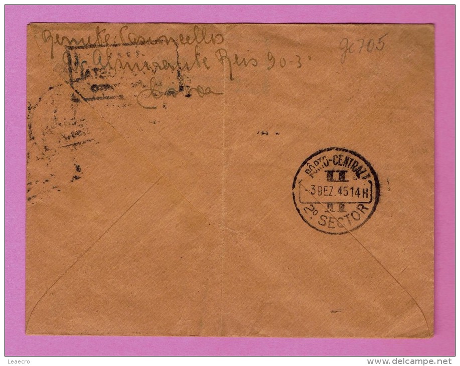 Cover 1º VÔO POSTAL LISBOA - PORTO PORTUGAL 1945 Airmail Courrier Mail Poste Aérienne Gc2374 - Lettres & Documents