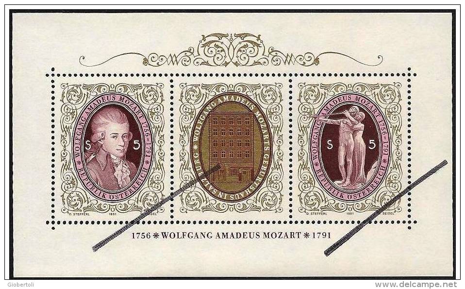 Austria/Autriche: Specimen, Miniature Sheet, Wolfang Amadeus Mozart - Music