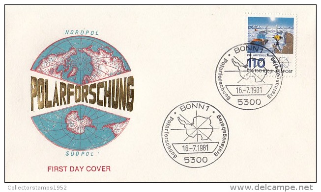 21714- POLAR EXPLORATION, ANTARCTICA, EMBOISED COVER FDC, 1981, GERMANY - Sonstige & Ohne Zuordnung