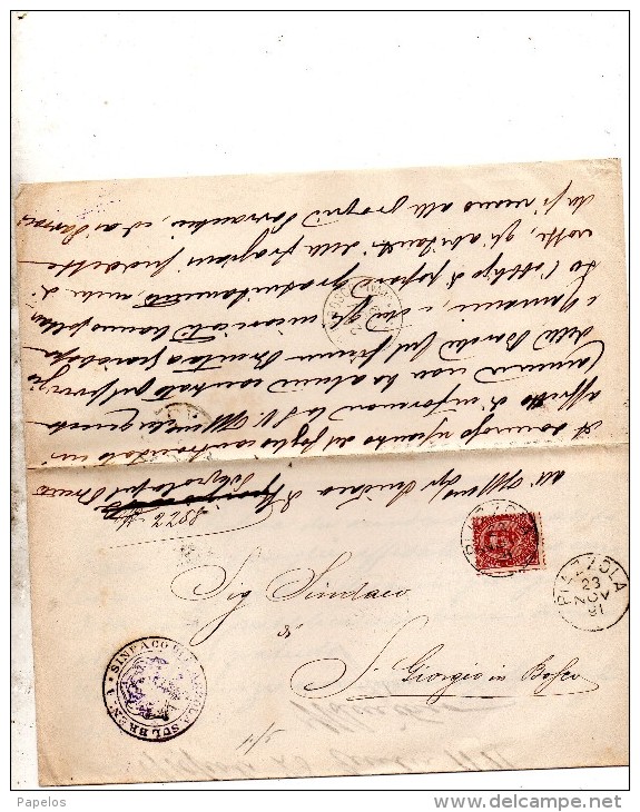 1891   LETTERA CON ANNULLO PIAZZOLA SUL BRENTA PADOVA - Storia Postale