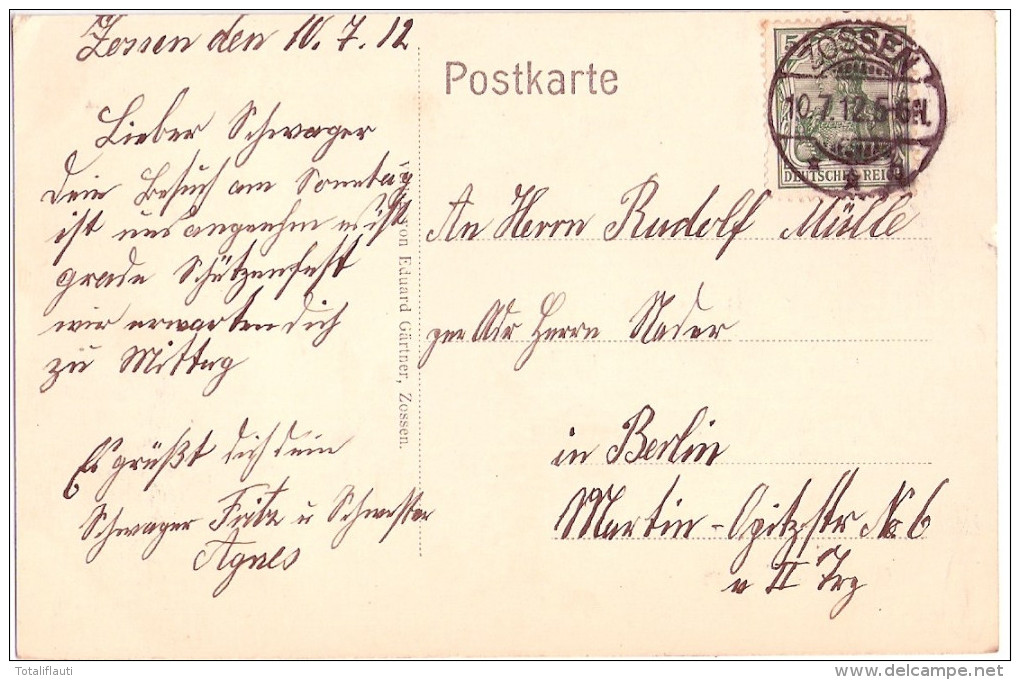 Gruss Aus ZOSSEN Deutsche Buch Und Kunstdruckerei 10.7.1912 Gelaufen - Zossen