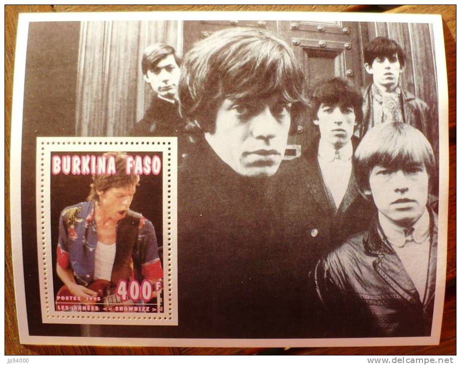 BURKINA FASO Rolling Stones , Mike Jagger. Bloc De Luxe Du N° Yvert 947 Emis En 1995 ** MNH - Zangers