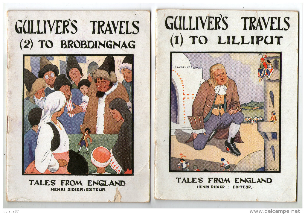 LIVRETS  ANGLAIS    GULLIVER S TRAVELS 1934         T 1 T2     TALES FROM ENGLAND    EDITEUR  HENRI DIDIER - Contes De Fées Et Fantastiques