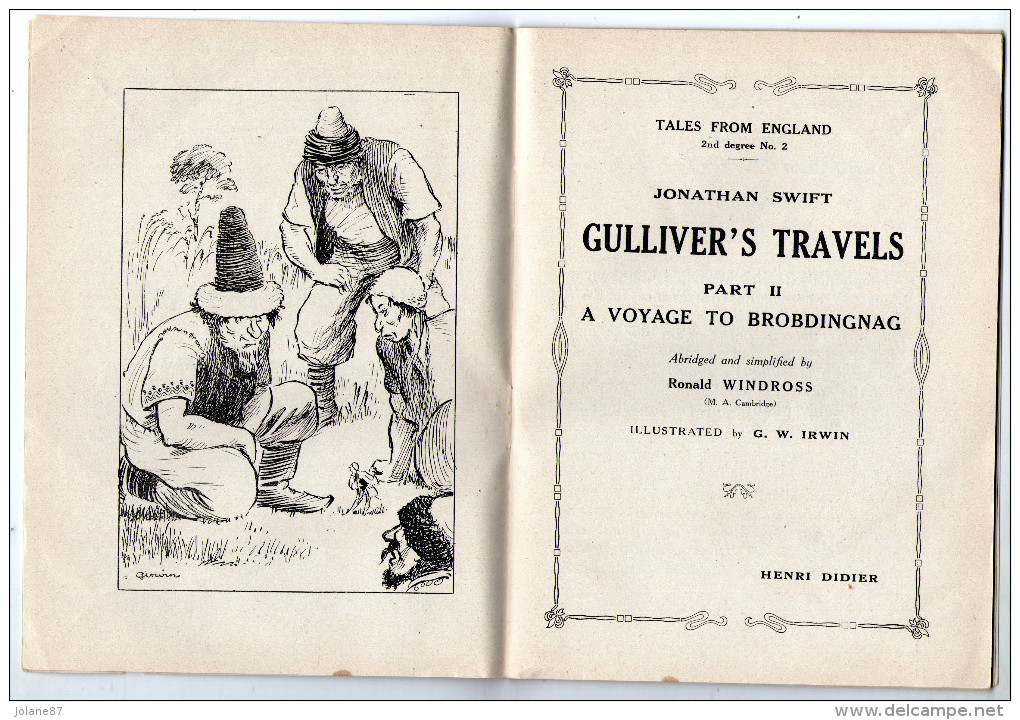 LIVRETS  ANGLAIS    GULLIVER S TRAVELS 1934         T 1 T2     TALES FROM ENGLAND    EDITEUR  HENRI DIDIER - Contes De Fées Et Fantastiques
