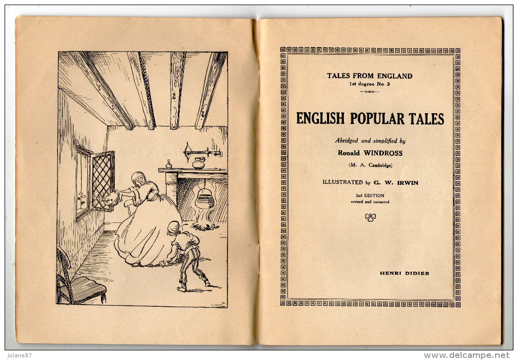 LIVRE EN ANGLAIS    ENGLISH POPULAR TALES  1934      TALES FROM ENGLAND    EDITEUR  HENRI DIDIER - Fairy Tales & Fantasy