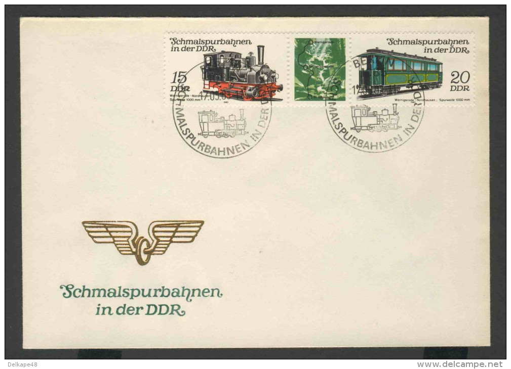 DDR Germany 1983 Letter + Mi 2792 + 2793 YT 2435 + 2436 ** Wernigerode-Nordhausen Steam Locomotive + Passenger Carriage - Treinen