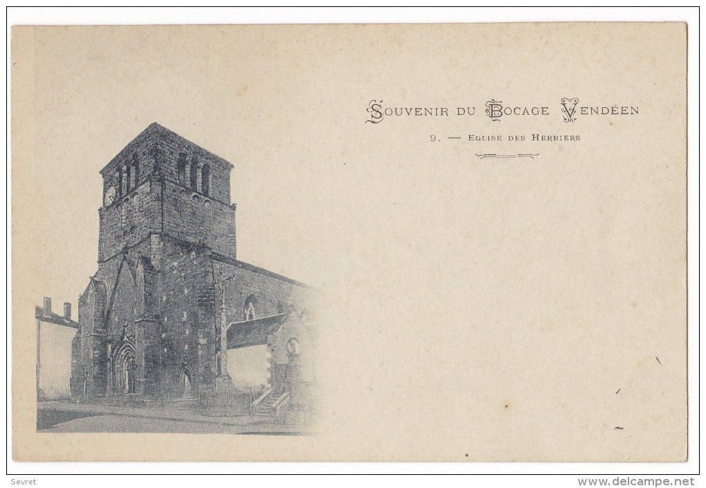 Série SOUVENIR DU BOCAGE VENDEEN. - LES HERBIERS. - L'Eglise. Carte Très RARE - Les Herbiers