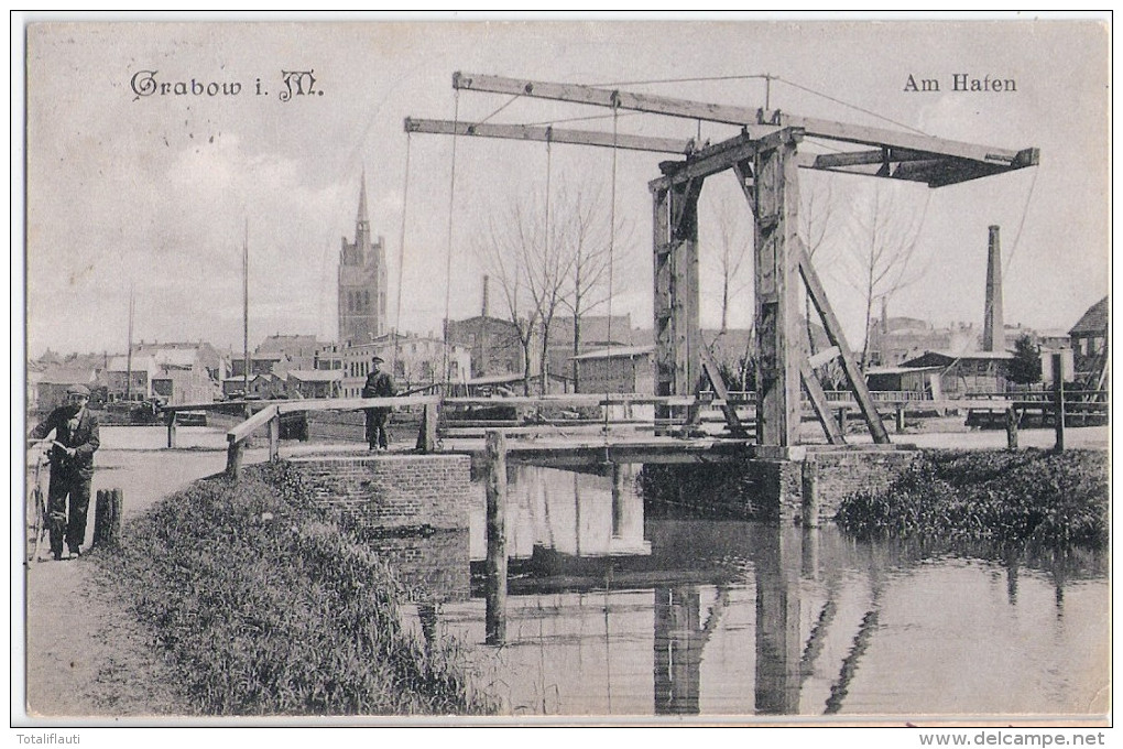 GRABOW Mecklenburg Zug Brücke ü Die Elde Technik Denkmal Radfahrer Bahnpost BERLIN - HAMBURG 5.9.1911 - Ludwigslust