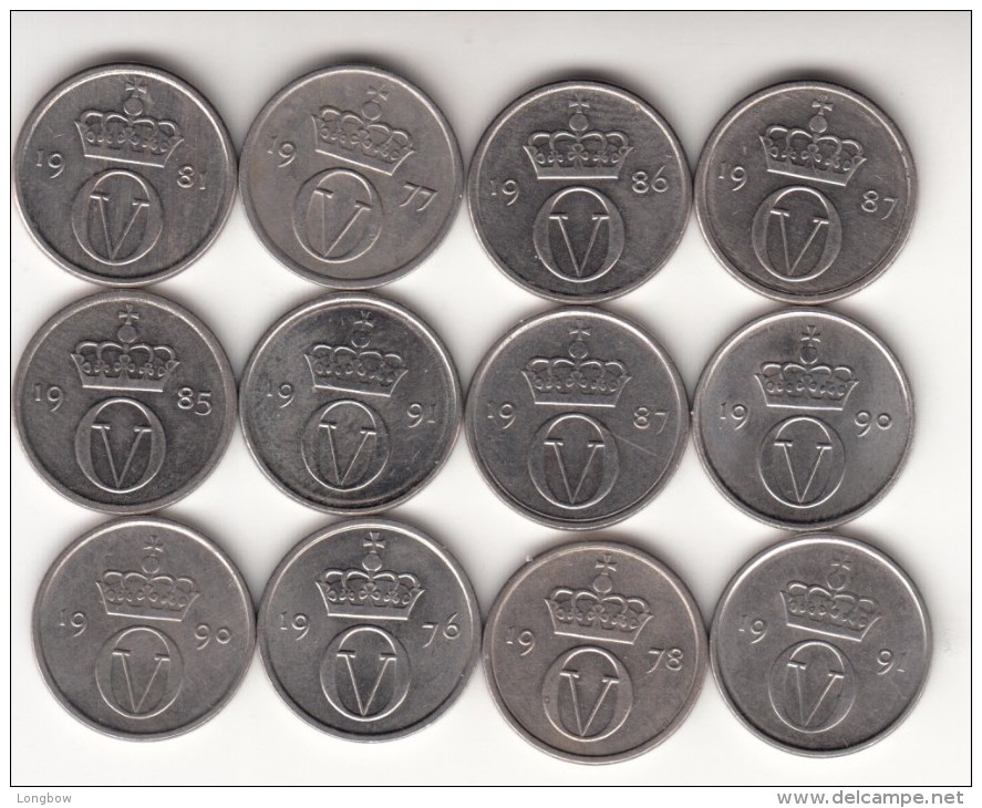 Norvegia 10 Øre Km#416 - 12 Coins Used - Norvegia