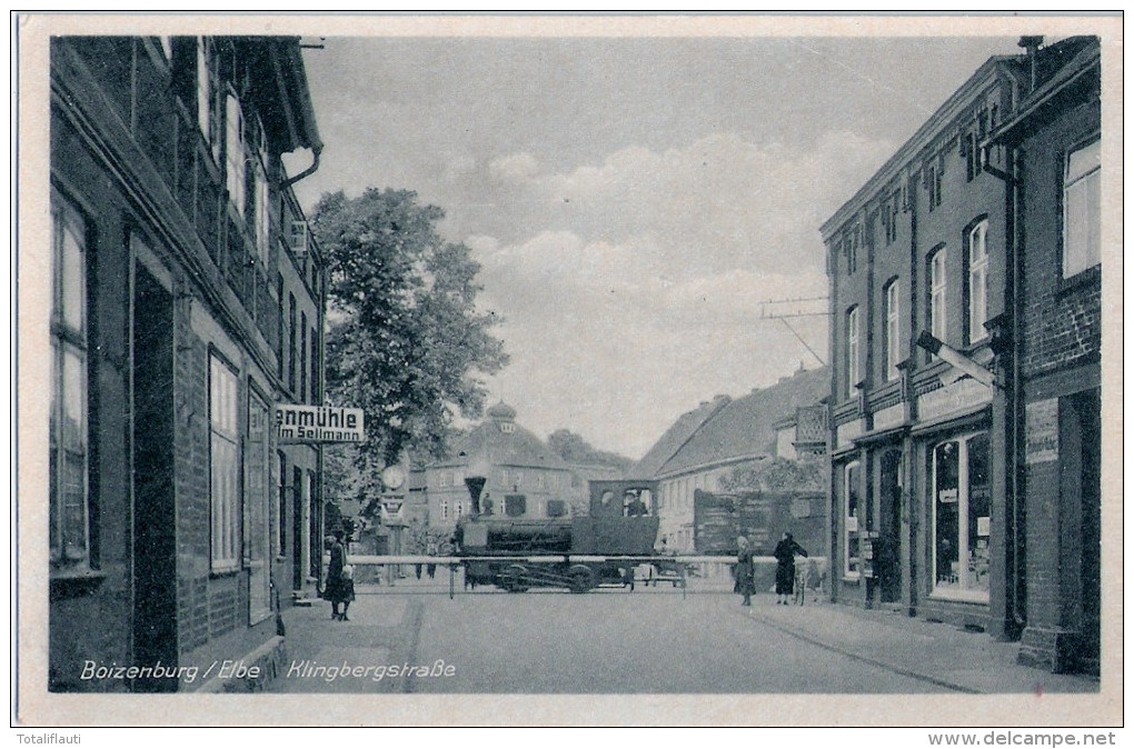 BOIZENBURG Klingbergstraße Hafenbahn Dampflokomotive Reklame Radeberger Bier ...enmühle Sellmann - Boizenburg