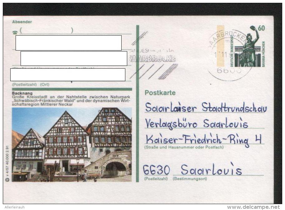 Ganzsachen  - Postkarte   Motiv: Backnang  - Echt Gelaufen - Postcards - Used