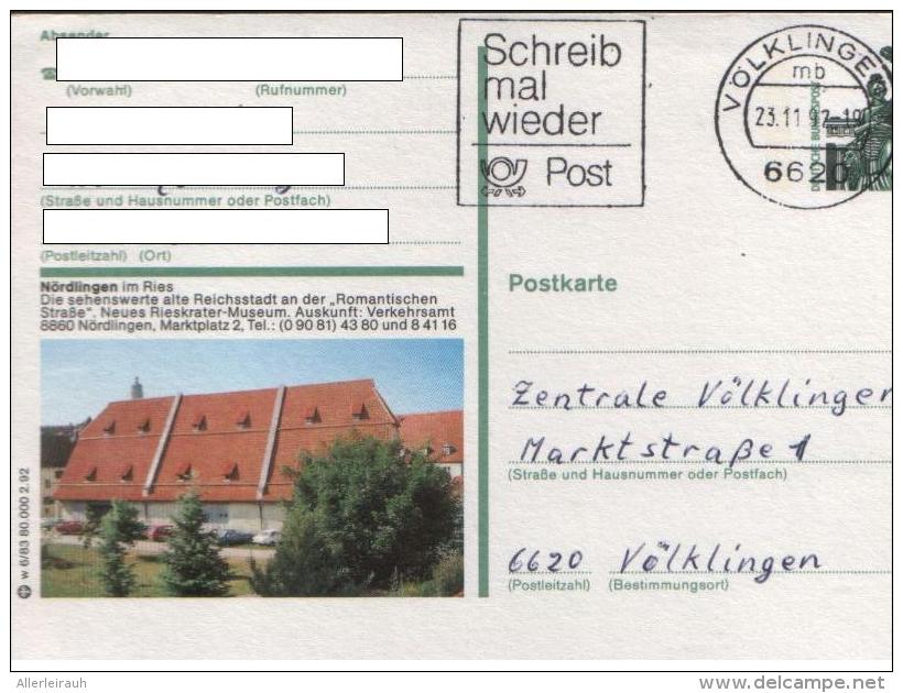 Ganzsachen  - Postkarte   Motiv: Nördlingen Im Ries  - Echt Gelaufen - Postcards - Used