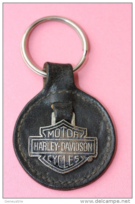 Rare Porte-clés Original Moto "Motor Harley-Davidson Cycles" Cuir Et Métal - ATS Paris - Porte-clefs Moto - Motos