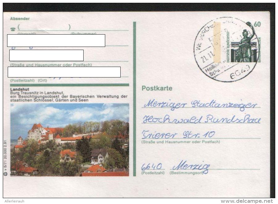 Ganzsachen  - Postkarte   Motiv: Landshut  - Echt Gelaufen - Postcards - Used