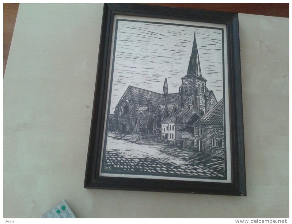 Machelen De Kerk 1905 Getekend Door Dekegel Uit 1975 - Dessins