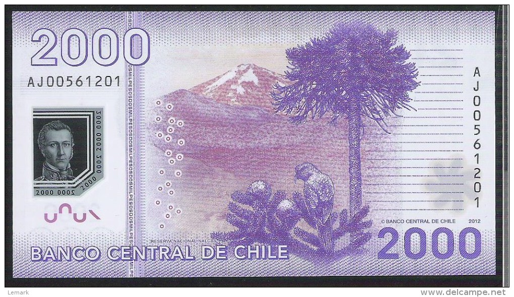 Chile 2000 Peso 2012 P162b UNC - Chili