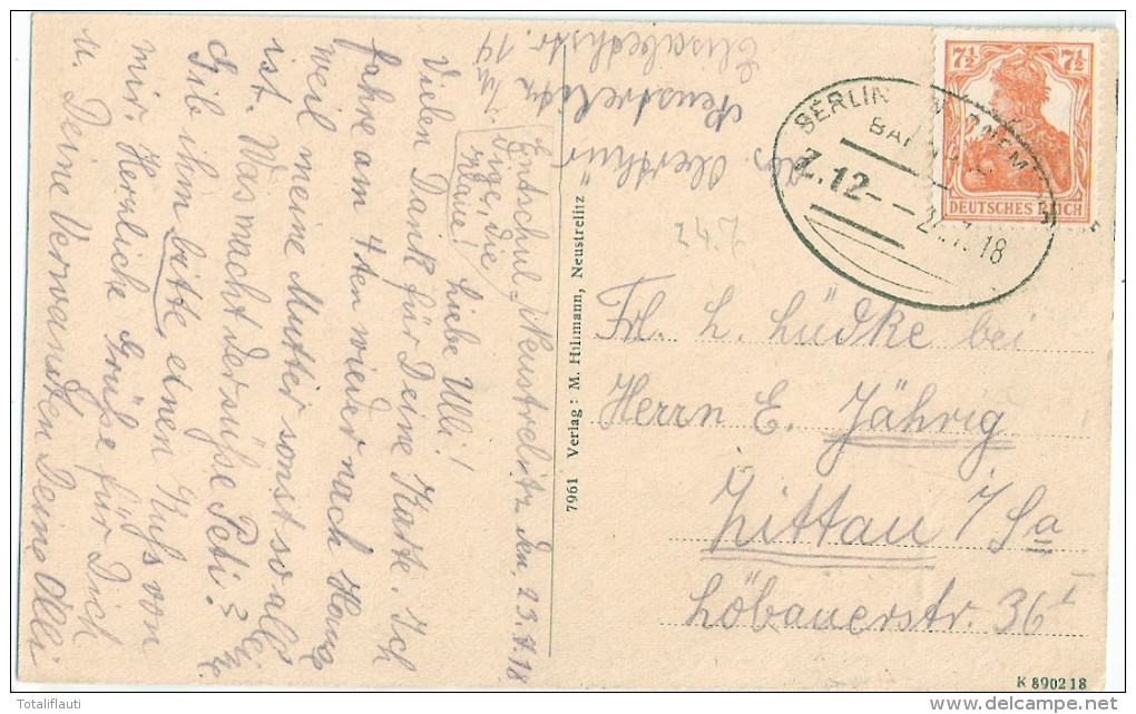 NEUSTRELITZ Elisabethstrasse Und Karlstrasse Belebt Bahnpost Z 12 24.7.1918 Gelaufen - Neustrelitz