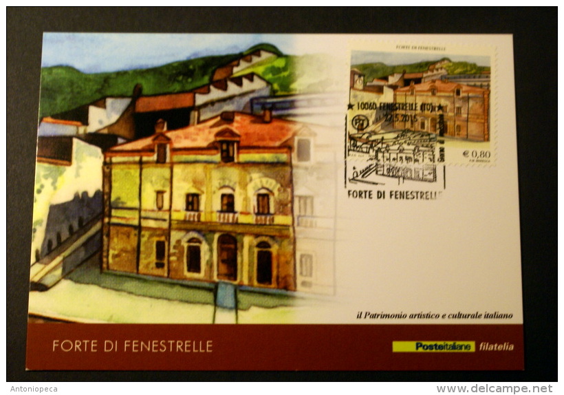 ITALY 2015 - PATRIMONIO ARTISTICO ITALIANO, FORTE FINESTRELLE TORINO OFFICIAL MAXICARD - Cartoline Maximum