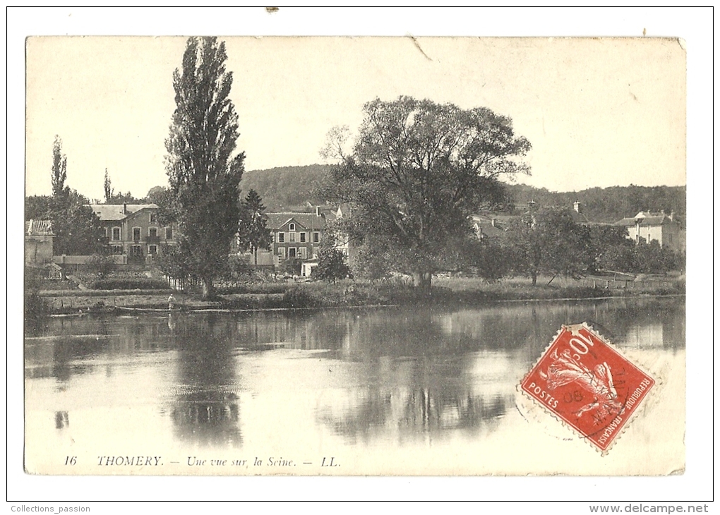 Cp, 77, Thomery, Une Vue Sur La Seine, Voyagée 1908 - Autres & Non Classés