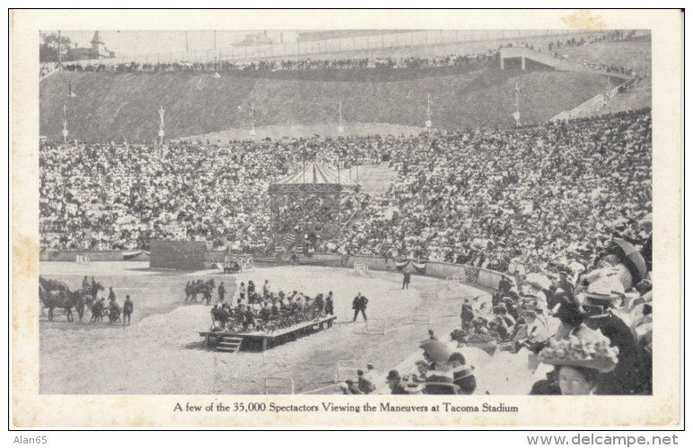 Tacoma Washington, Military Maneuvers In Tacoma Stadium High School Stadium, C1910s Vintage Postcard - Tacoma
