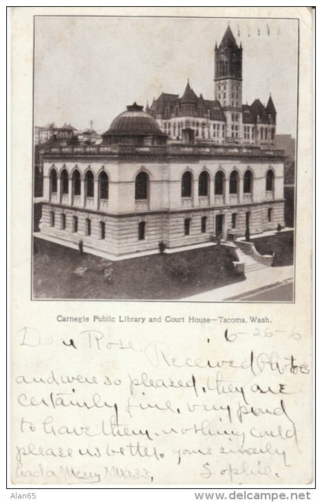 Tacoma Washington, Carnegie Public Library And Courthouse, C1900s Vintage Postcard - Tacoma