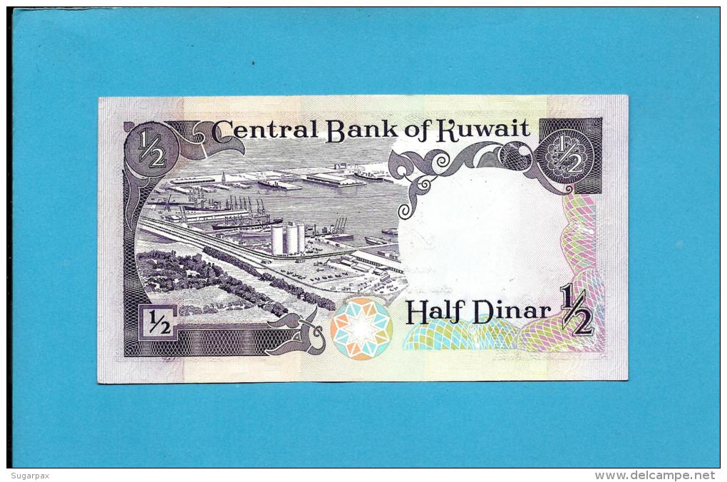 KUWAIT - 1/2 Dinar - ( 1980 ) - Pick 12.b - Sign. 6 - AUNC. - Stolen By Iraqi Forces - Denominator / 33 -SEE Description - Kuwait