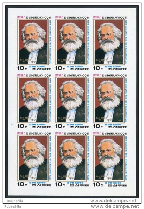 Korea 1983, SC #2280, Imperf M/S Of 9, Karl Max - Karl Marx